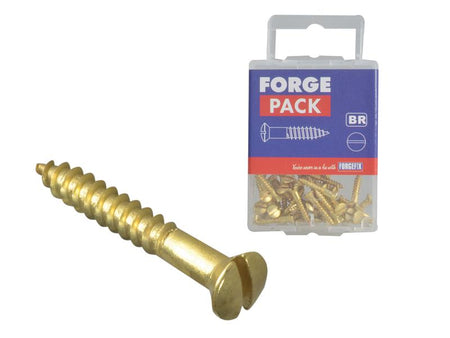 Wood Screw Slotted Raised Head Solid Brass 5/8in x 4 ForgePack 40