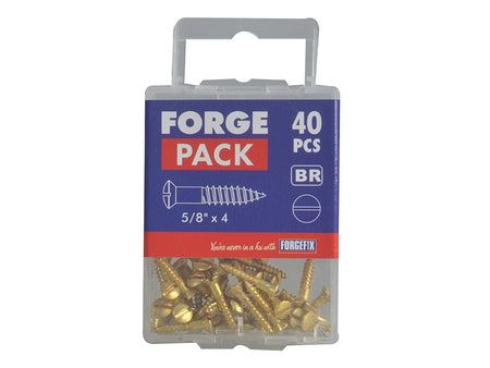 Wood Screw Slotted Raised Head Solid Brass 5/8in x 4 ForgePack 40