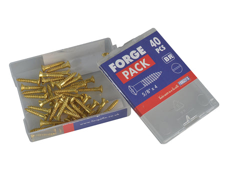 Wood Screw Slotted Raised Head Solid Brass 5/8in x 4 ForgePack 40