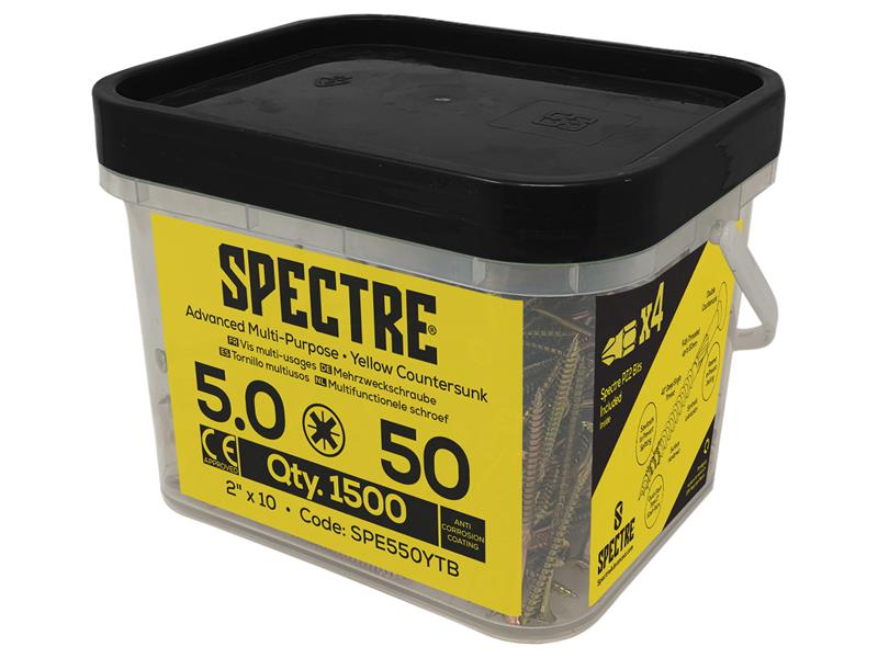 Spectre™ PZ Compatible Wood Screw CSK ZYP 5.0 x 50mm Mega Tub 1500