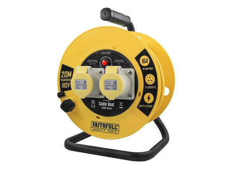Open Cable Reel 110V 20m 16A 2 Socket (1.5mm Cable)