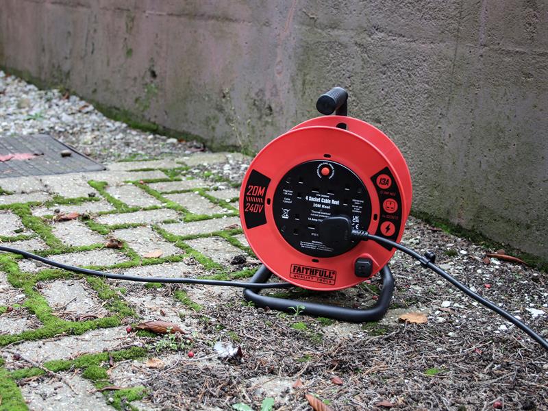 Open Cable Reel 240V 20m 13A 4 Socket (1.25mm Cable)