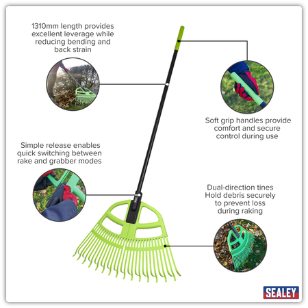 Sealey 2-in-1 Rake & Leaf Grabber Model No-GTLG2