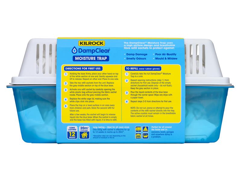 Damp Clear Moisture Trap + 2 x 500g Refills DAMPCLEARTRAP