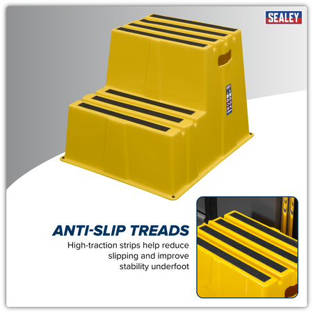 Sealey Heavy-Duty 2-Step Safety Steps with Anti-Slip Treads 150kg Capacity, Yellow - EN 14183 Model No-KS6