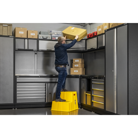 Sealey Heavy-Duty 2-Step Safety Steps with Anti-Slip Treads 150kg Capacity, Yellow - EN 14183 Model No-KS6