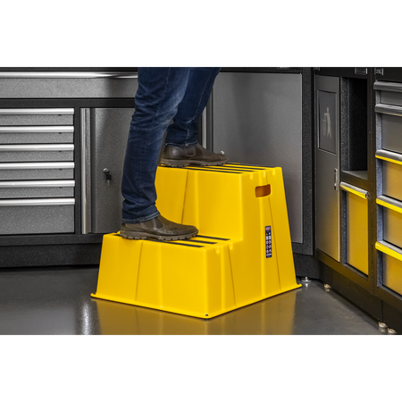 Sealey Heavy-Duty 2-Step Safety Steps with Anti-Slip Treads 150kg Capacity, Yellow - EN 14183 Model No-KS6