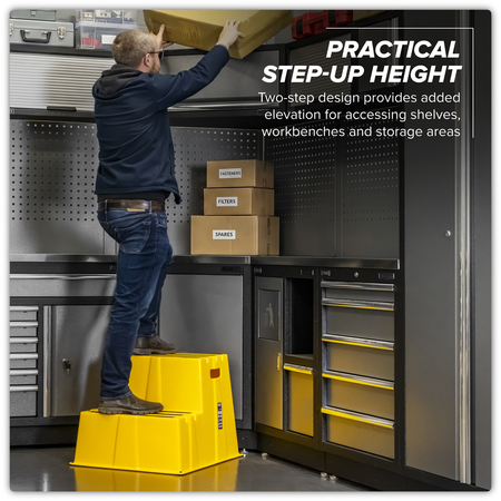 Sealey Heavy-Duty 2-Step Safety Steps with Anti-Slip Treads 150kg Capacity, Yellow - EN 14183 Model No-KS6
