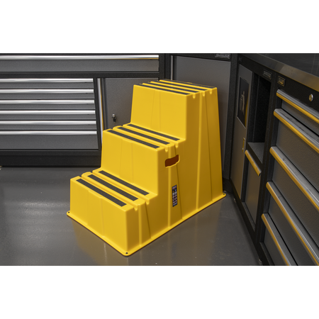 Sealey Heavy-Duty 3-Step Safety Steps with Anti-Slip Treads 150kg Capacity, Yellow - EN 14183 Model No-KS7