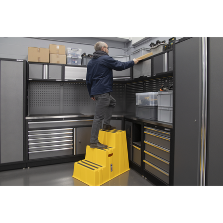 Sealey Heavy-Duty 3-Step Safety Steps with Anti-Slip Treads 150kg Capacity, Yellow - EN 14183 Model No-KS7
