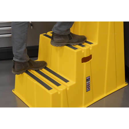 Sealey Heavy-Duty 3-Step Safety Steps with Anti-Slip Treads 150kg Capacity, Yellow - EN 14183 Model No-KS7