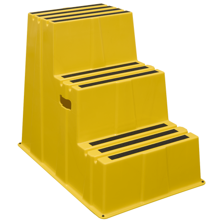 Sealey Heavy-Duty 3-Step Safety Steps with Anti-Slip Treads 150kg Capacity, Yellow - EN 14183 Model No-KS7
