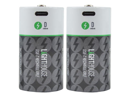 D USB-C Rechargeable Battery Li-ion Pack of 2
