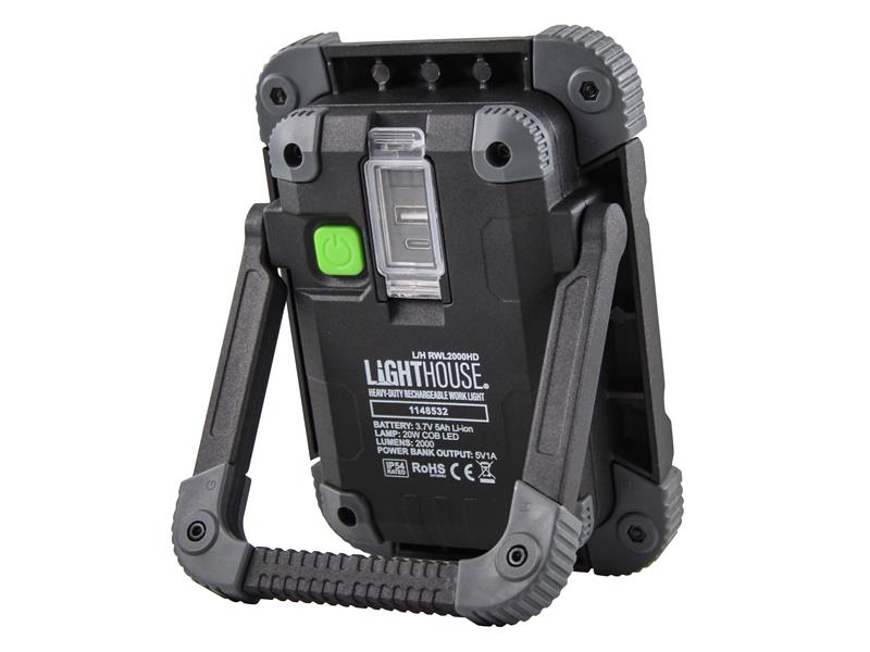 Heavy-Duty Rechargeable Work Light 2000 Lumens