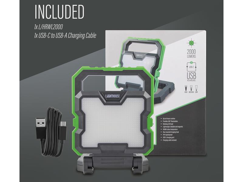 Rechargeable Work Light 2000 Lumens