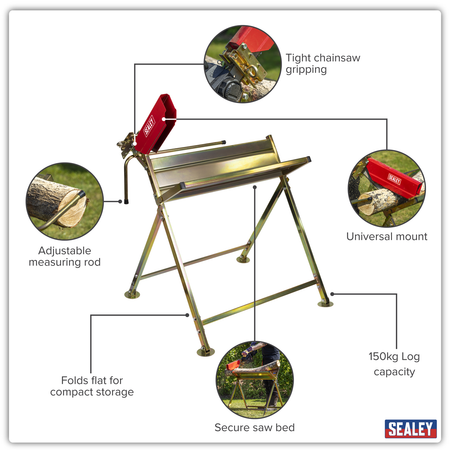 Sealey Heavy-Duty Sawhorse with Chainsaw Holder Model No-LSH150HD