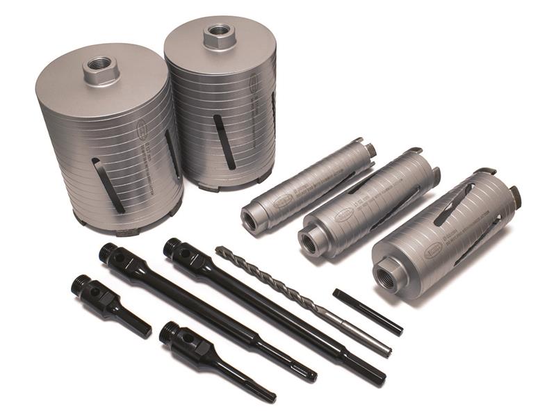 Slotted Dry Core Drill X90 Grade Kit, 11 Piece