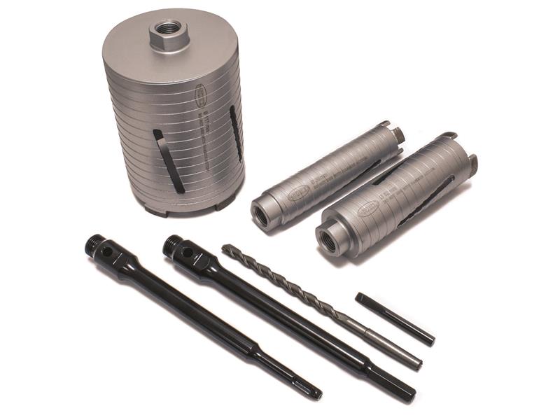 Slotted Dry Core Drill X90 Grade Kit, 7 Piece