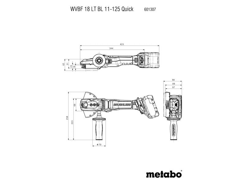WVBF 18 LT BL 11-125 Quick Flat-head Angle Grinder 18V Bare Unit