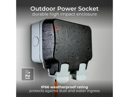 IP66 Weatherproof Outdoor Switched Socket 2-Gang