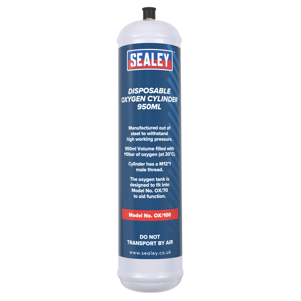 Sealey Disposable Oxygen Cylinder 950ml - Pack of 6 Model No-OX/1006
