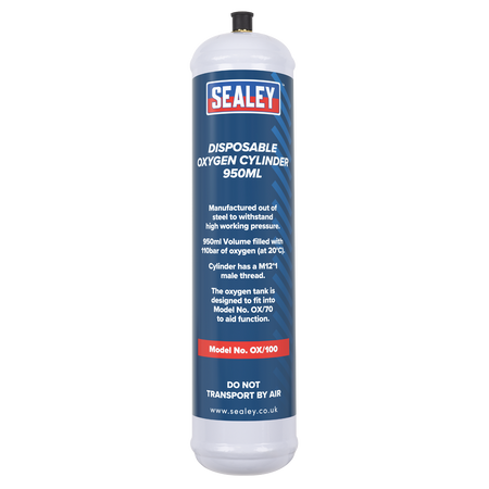 Sealey Disposable Oxygen Cylinder 950ml - Pack of 6 Model No-OX/1006
