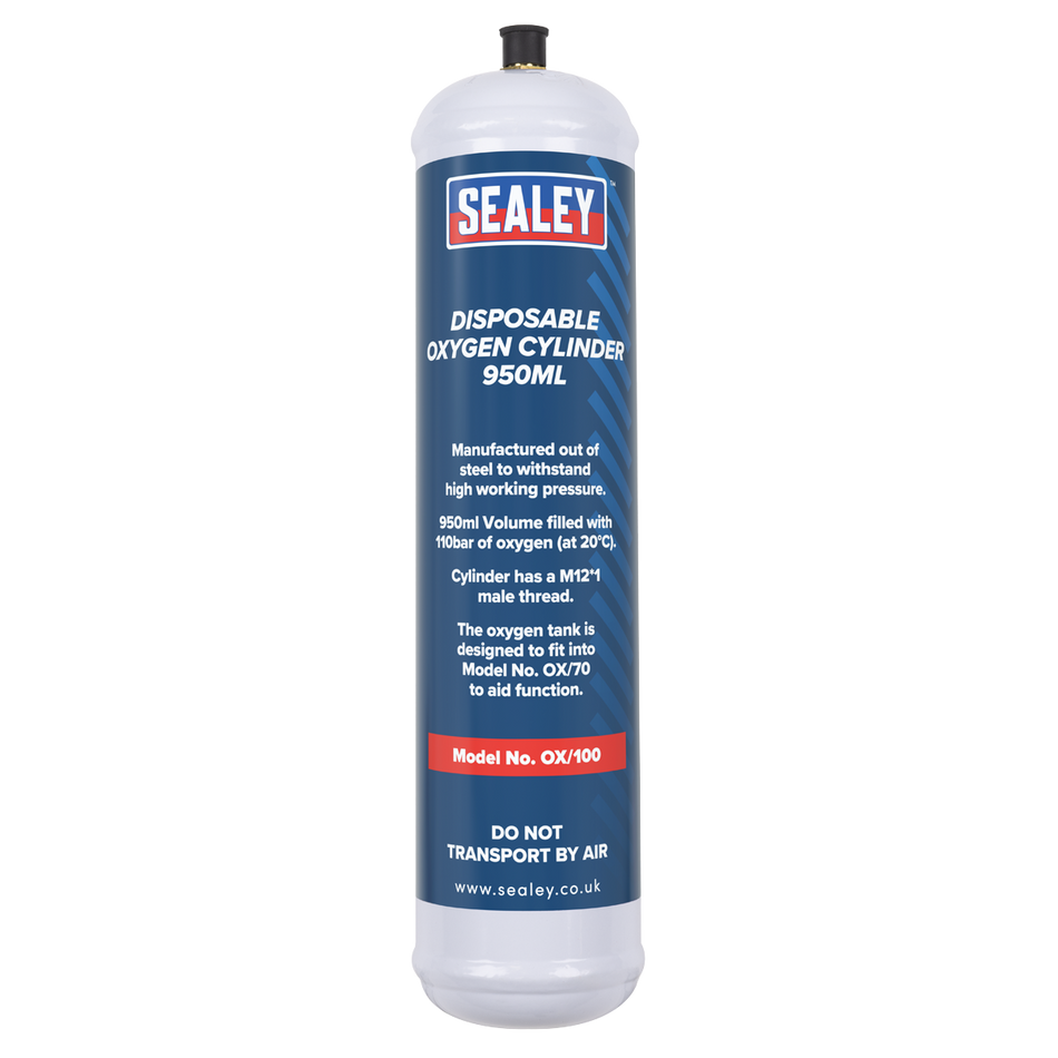 Sealey Disposable Oxygen Cylinder 950ml - Pack of 6 Model No-OX/1006