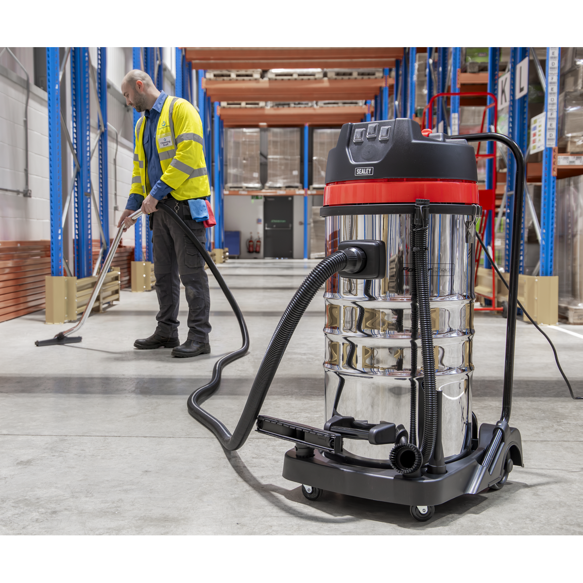 Sealey 100L Vacuum Cleaner Wet & Dry with Stainless Steel Drum 3000W/230V Model No-PC4100