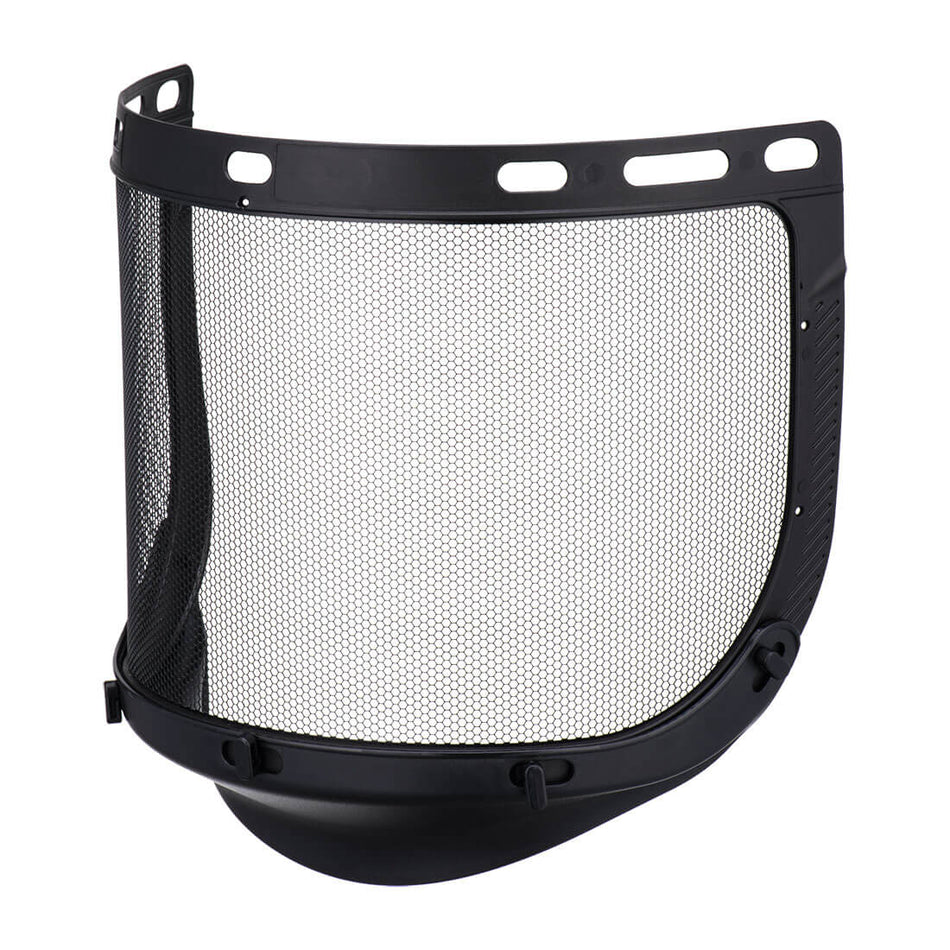 Etched steel mesh visor
