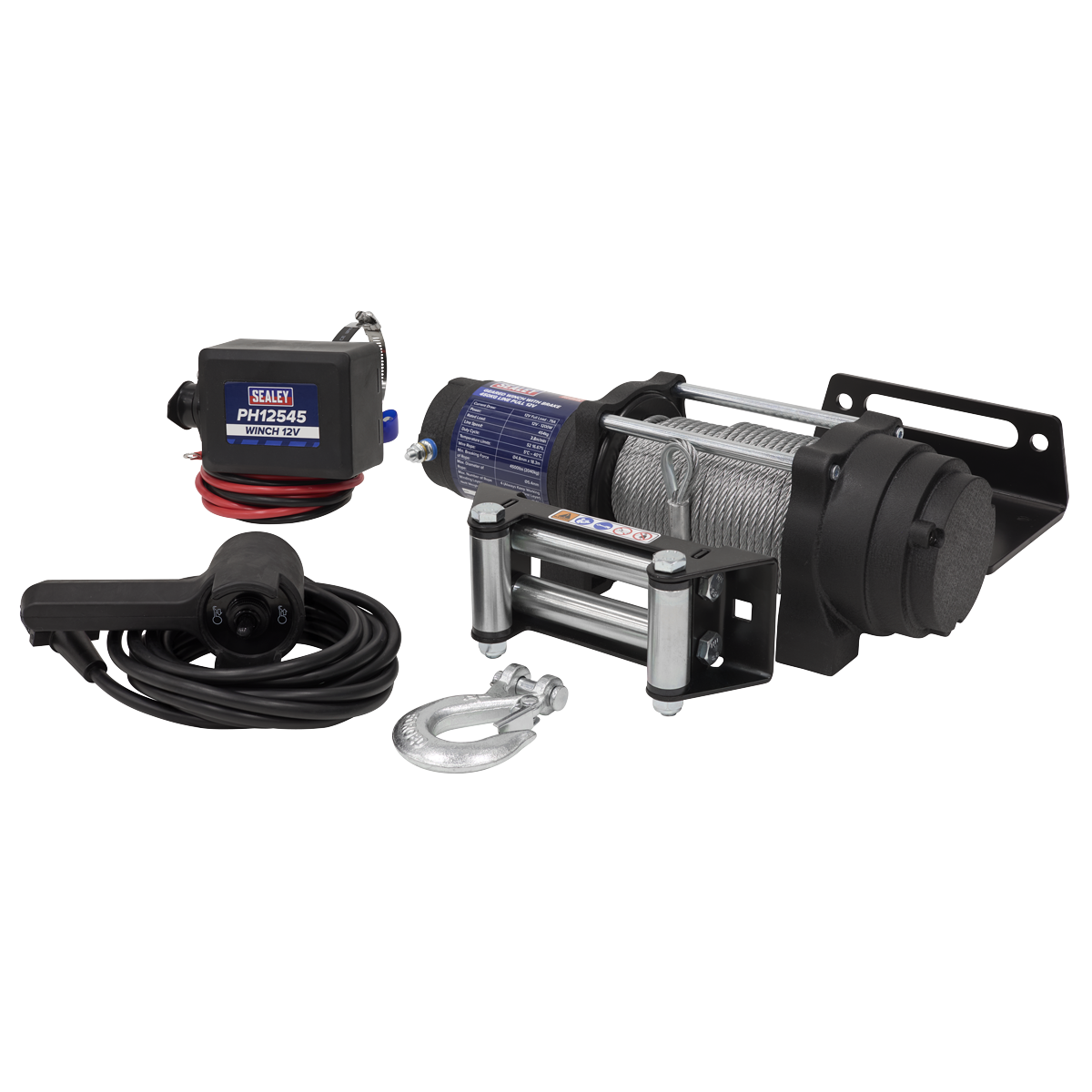 Sealey Geared Winch with Brake 450kg Line Pull 12V Model No-PH12545