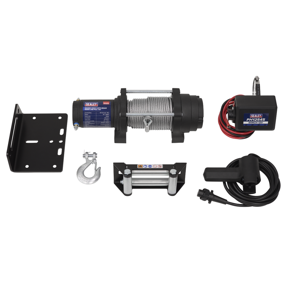 Sealey Geared Winch with Brake 450kg Line Pull 12V Model No-PH12545