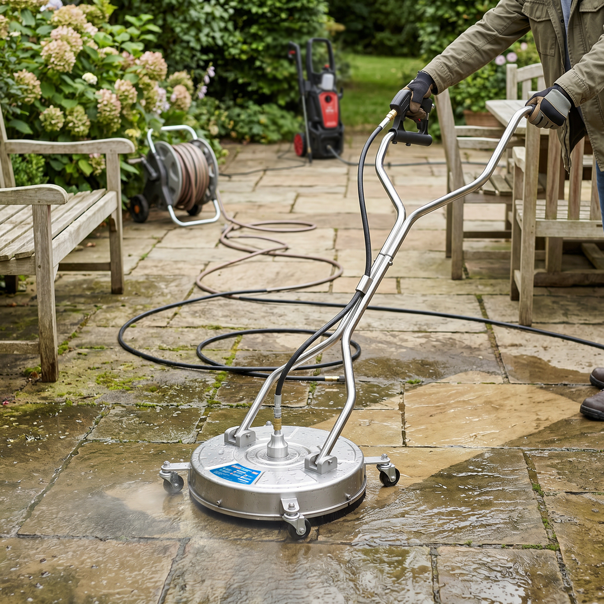 Sealey 18" Surface Cleaner with Dual Handle & Rotating Spray Bar - Stainless Steel Model No-PWAK18