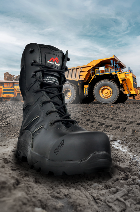Rock Fall Titanium Black High Leg Safety Boot: Model No.RF4500