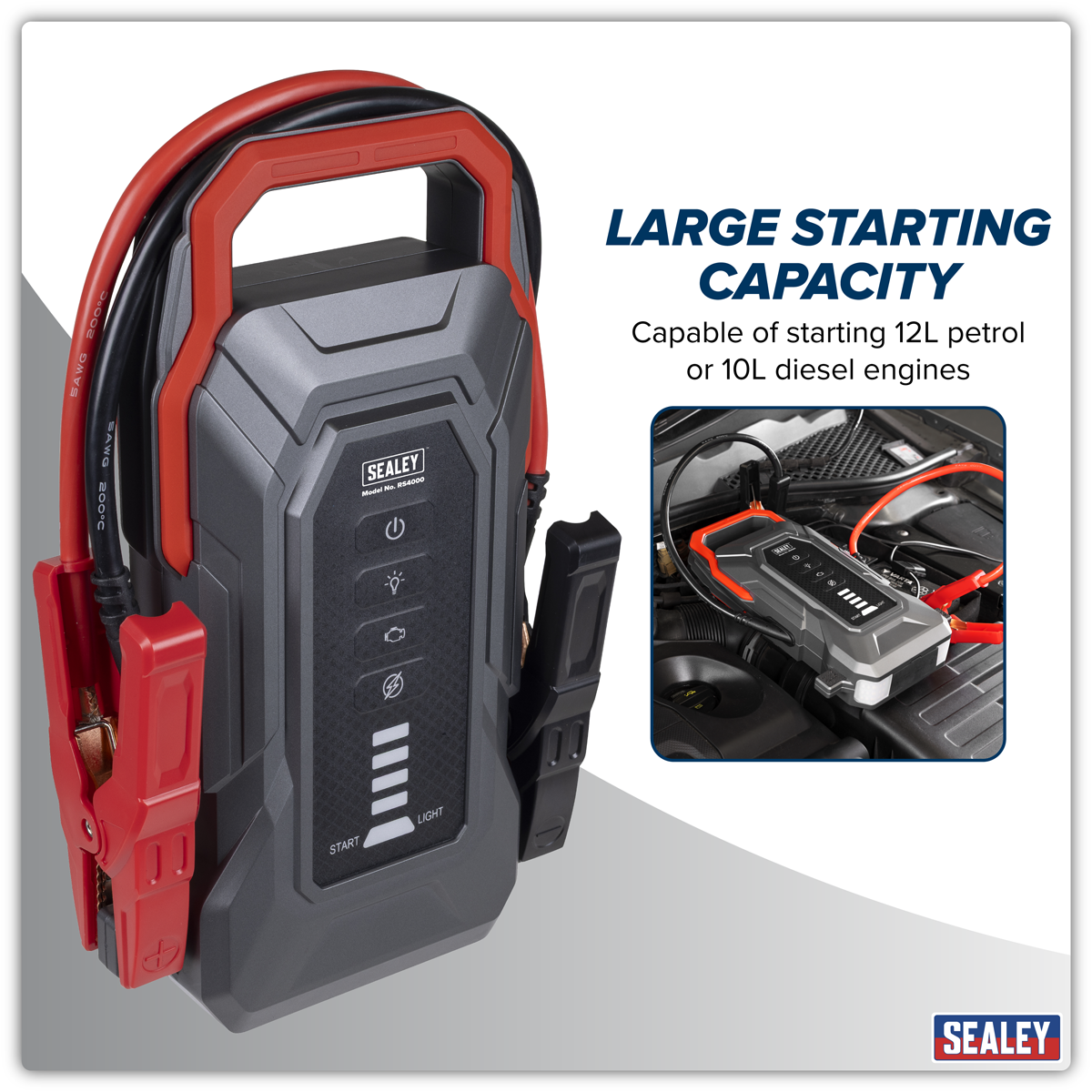 Sealey RoadStart® 12V Jump Starter Power Pack 4000A Model No-RS4000
