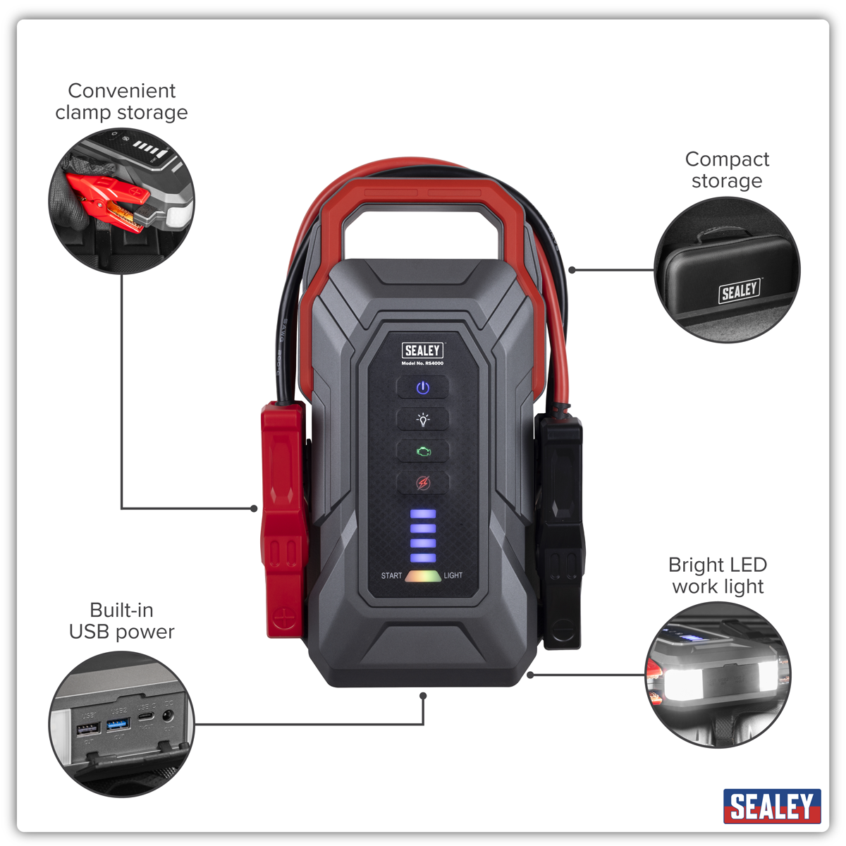 Sealey RoadStart® 12V Jump Starter Power Pack 4000A Model No-RS4000