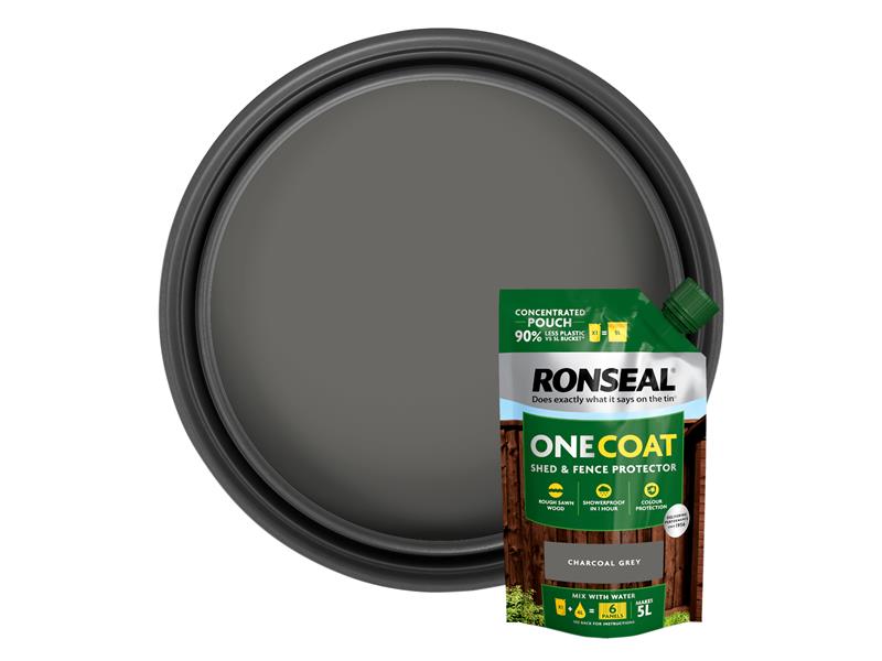 One Coat Shed & Fence Refill Pouch Charcoal Grey 950ml
