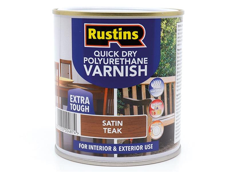 Quick Dry Polyurethane Varnish Satin Teak 500ml PSTEW500