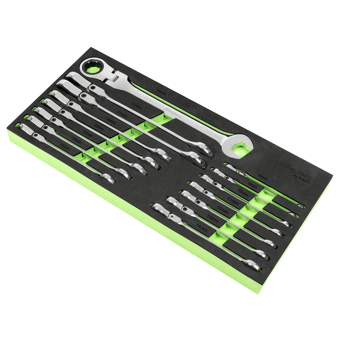 Sealey Flexi-Head Combination Ratchet Spanner Set 15pc Model No-S01329