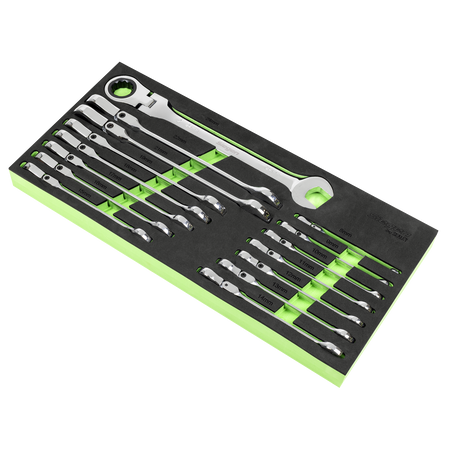Sealey Flexi-Head Combination Ratchet Spanner Set 15pc Model No-S01329