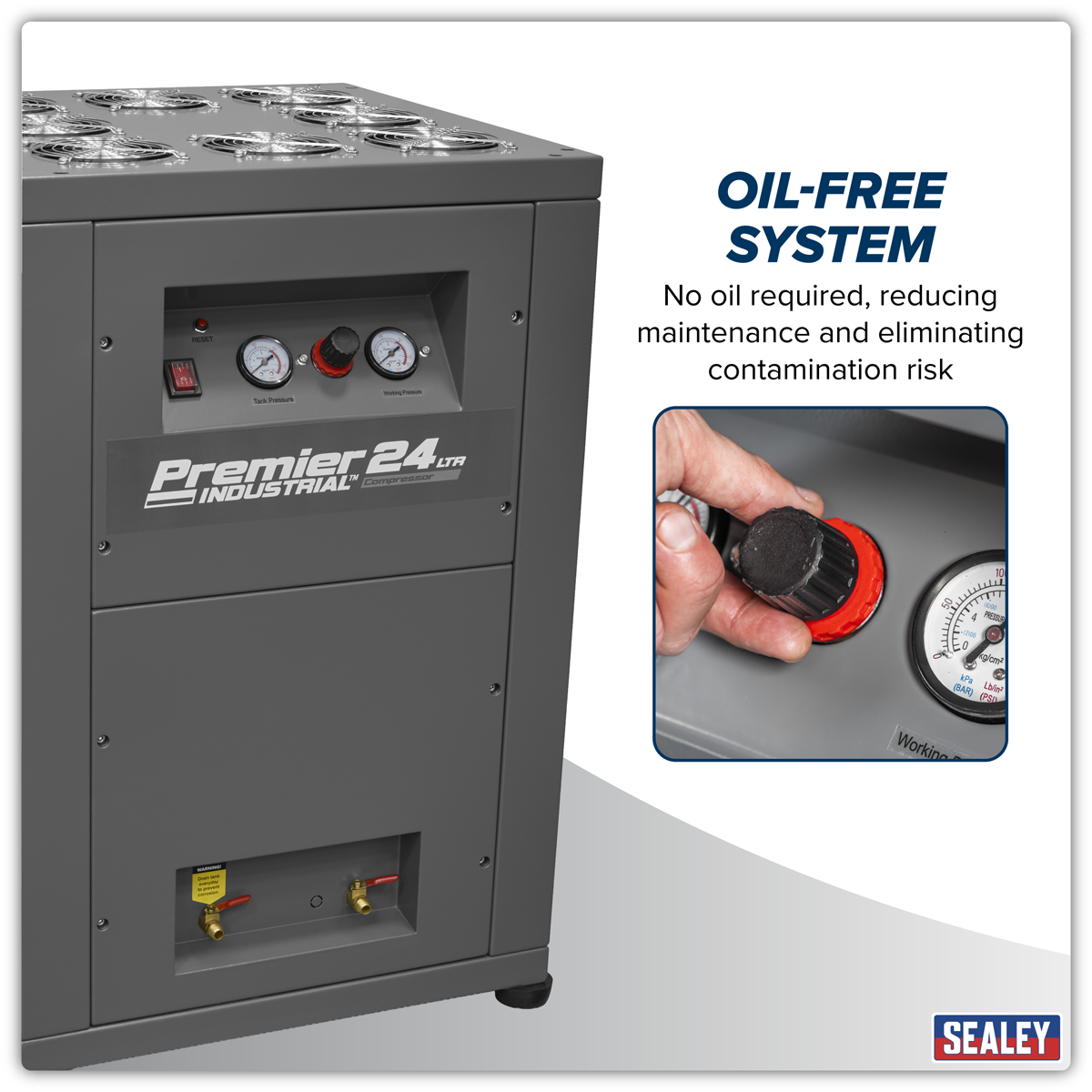 Sealey 24L Oil Free Low Noise Direct Drive Air Compressor 3hp Model No-SAC01VLN