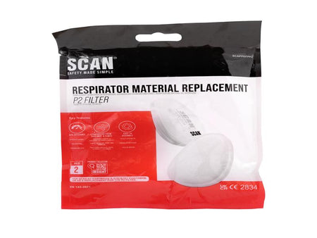 Twin Half Mask P2 Replacement Particle Filter Material (Pack of 2)