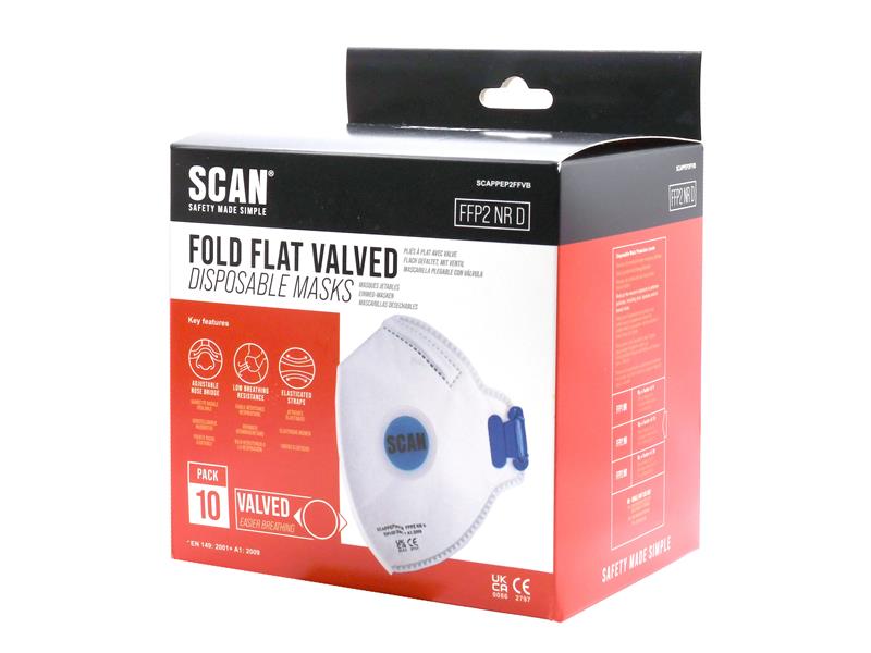 Fold Flat Disposable Mask Valved FP2 Protection (Pack 10)