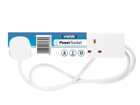 Extension Lead 240V 4-Gang 13A White 1m