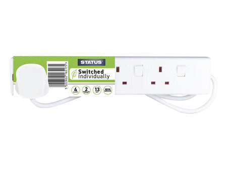 Extension Socket Switched 4 Way 2m White
