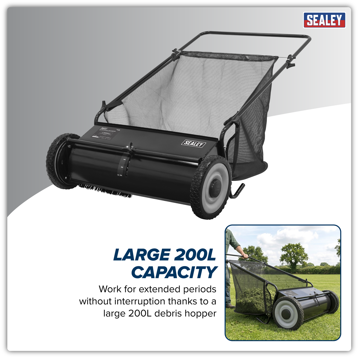 Sealey 26" Walk Behind Garden Sweeper 200L Capacity Model No-SLS26