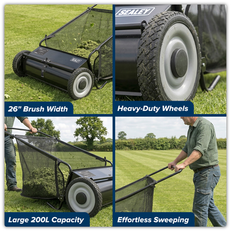 Sealey 26" Walk Behind Garden Sweeper 200L Capacity Model No-SLS26