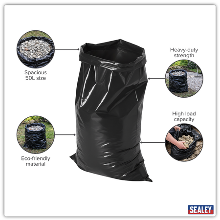 Sealey Rubble Sacks 50L - Pack of 100 Model No-SRS100