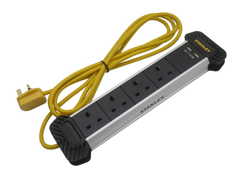 4-Gang + 2 USB Powerboard with Cable Management 3m