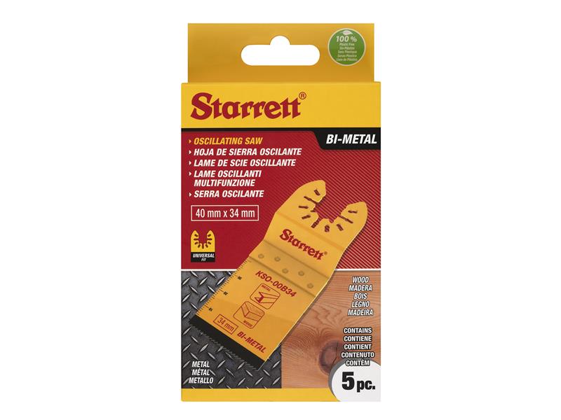 KSO-00B34-5 Plunge Bi-metal Oscillating Blade 40 x 34mm x 18 TPI Pack of 5