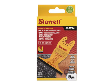 KSO-00B64-5 Flat-sided Bi-metal Oscillating Blade 40 x 64mm x 18 TPI Pack of 5